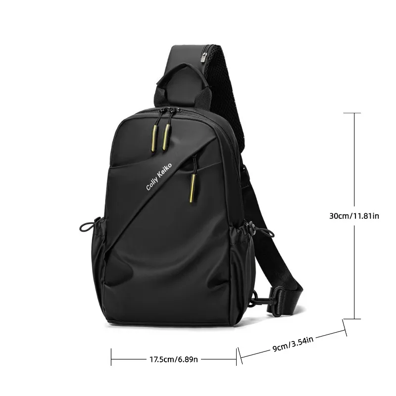 Men's Minimalist Chest Bag PU Film Waterproof Shoulder Bag New Fashionable and Casual Travel Portable Commuting Crossbody Bag