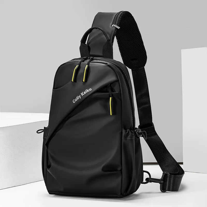 Men's Minimalist Chest Bag PU Film Waterproof Shoulder Bag New Fashionable and Casual Travel Portable Commuting Crossbody Bag