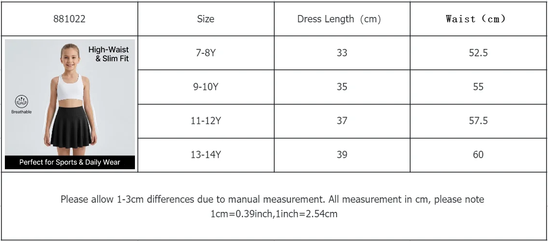 Girls High Waist Ribbed Skort, Built-in Shorts with Side Pocket for Tennis Outdoor Play Daily Casual Wear Kids Quick Drying
