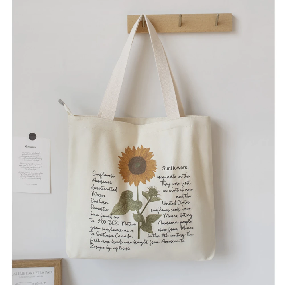 Minimalist Floral Botanical Canvas Tote Bag, Stylish & Spacious Reusable Bag, Great for Errands, Travel & Casual Outings Lovers