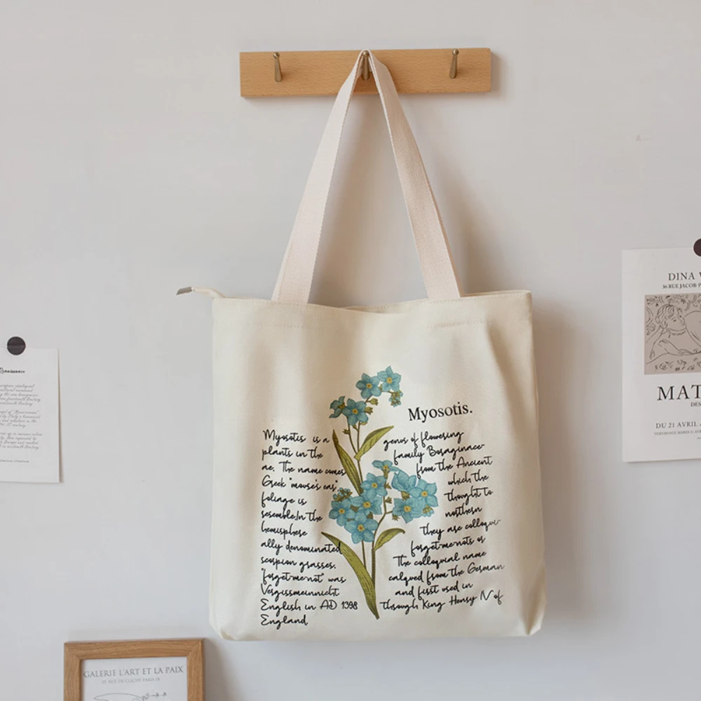 Minimalist Floral Botanical Canvas Tote Bag, Stylish & Spacious Reusable Bag, Great for Errands, Travel & Casual Outings Lovers