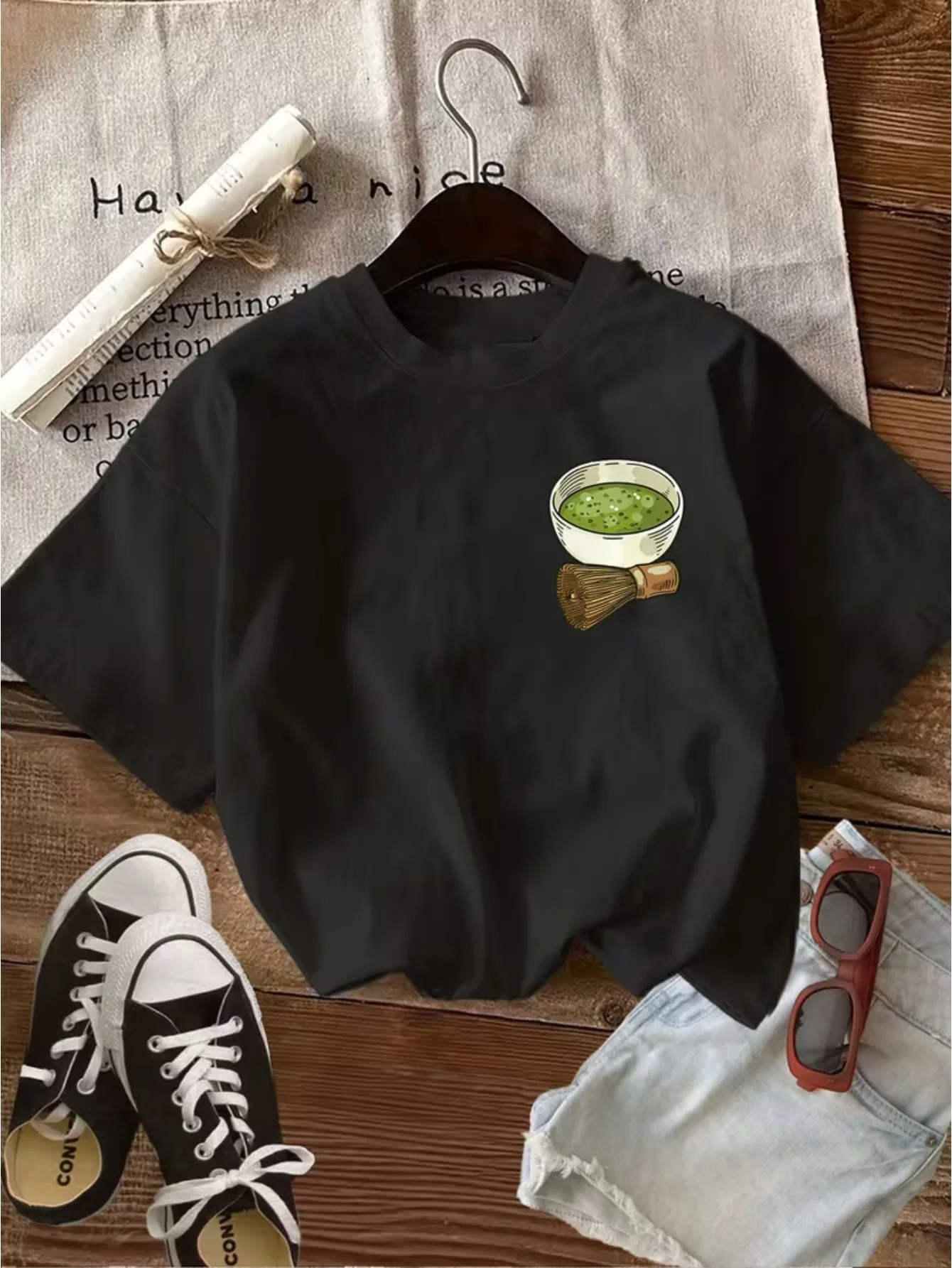 Matcha Lover T Shirt Japanese Tea Whisk Graphic Tee Retro Aesthetic Harajuku Streetwear Top Loose Fit Unisex Summer Tshirt