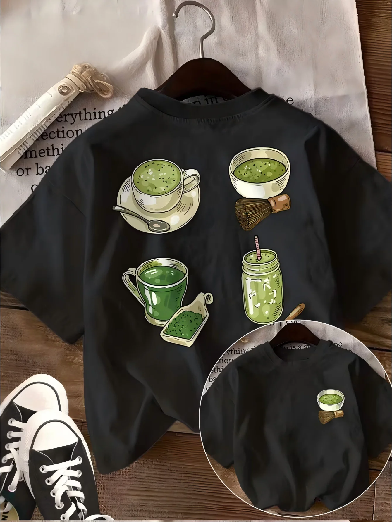 Matcha Lover T Shirt Japanese Tea Whisk Graphic Tee Retro Aesthetic Harajuku Streetwear Top Loose Fit Unisex Summer Tshirt