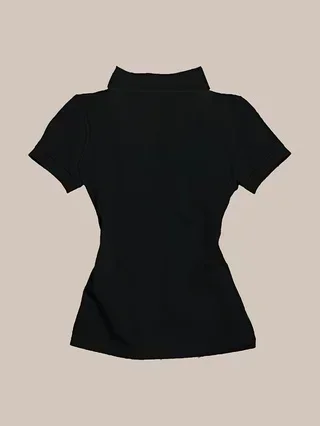 Y2K White Waisted Polo Shirt Summer New Slim Fit Tees