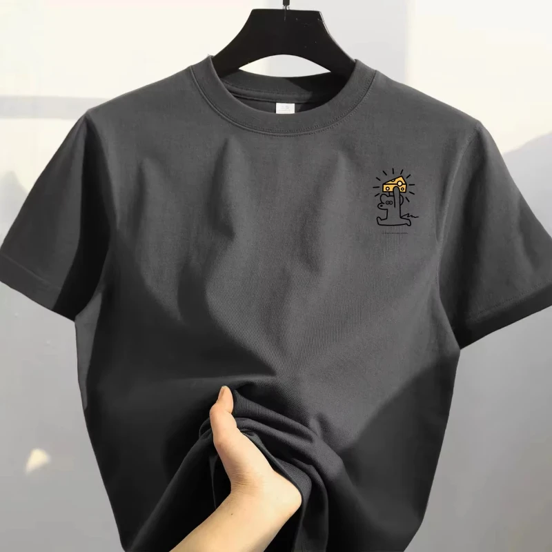 New summer 2026 fashion trend retro printed T-shirt loose and casual short-sleeved cotton sport top for men and women