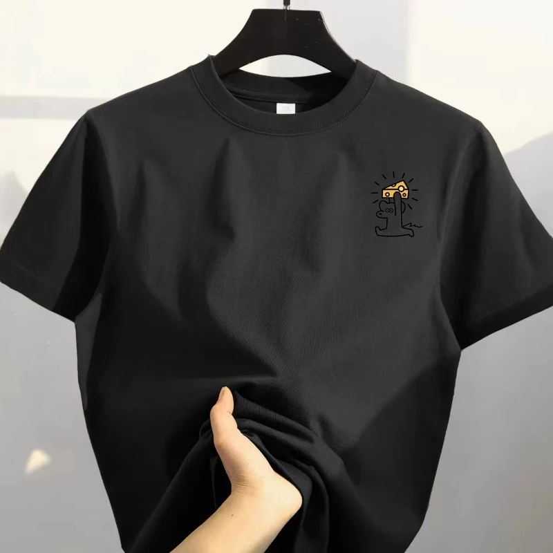 New summer 2026 fashion trend retro printed T-shirt loose and casual short-sleeved cotton sport top for men and women
