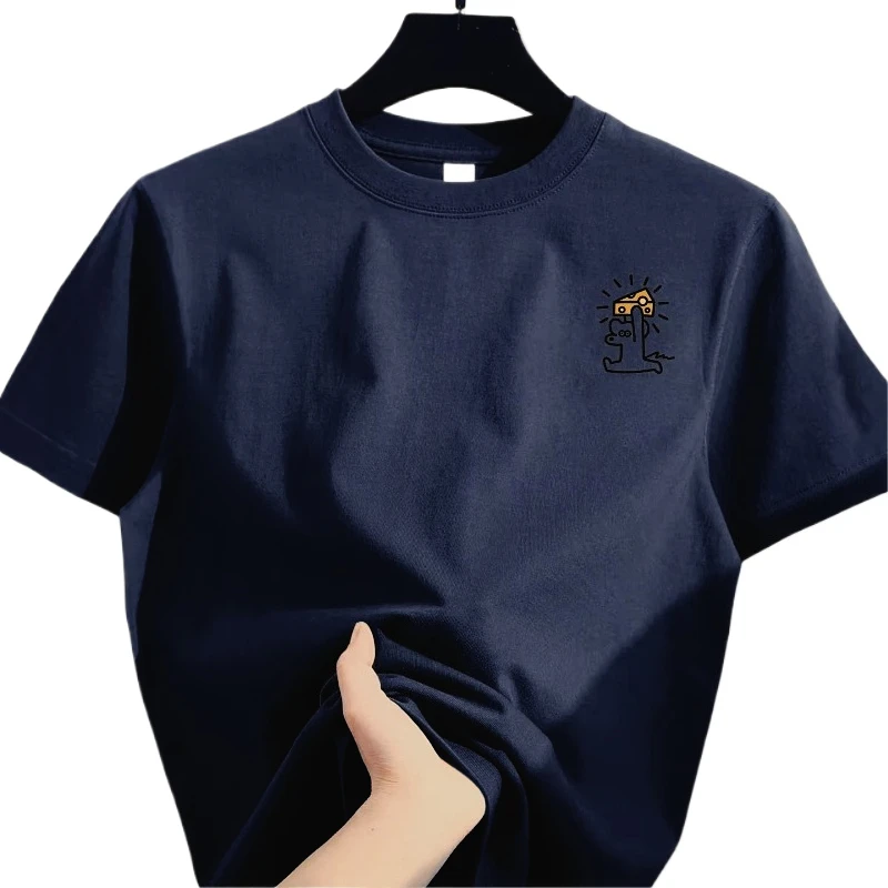 New summer 2026 fashion trend retro printed T-shirt loose and casual short-sleeved cotton sport top for men and women