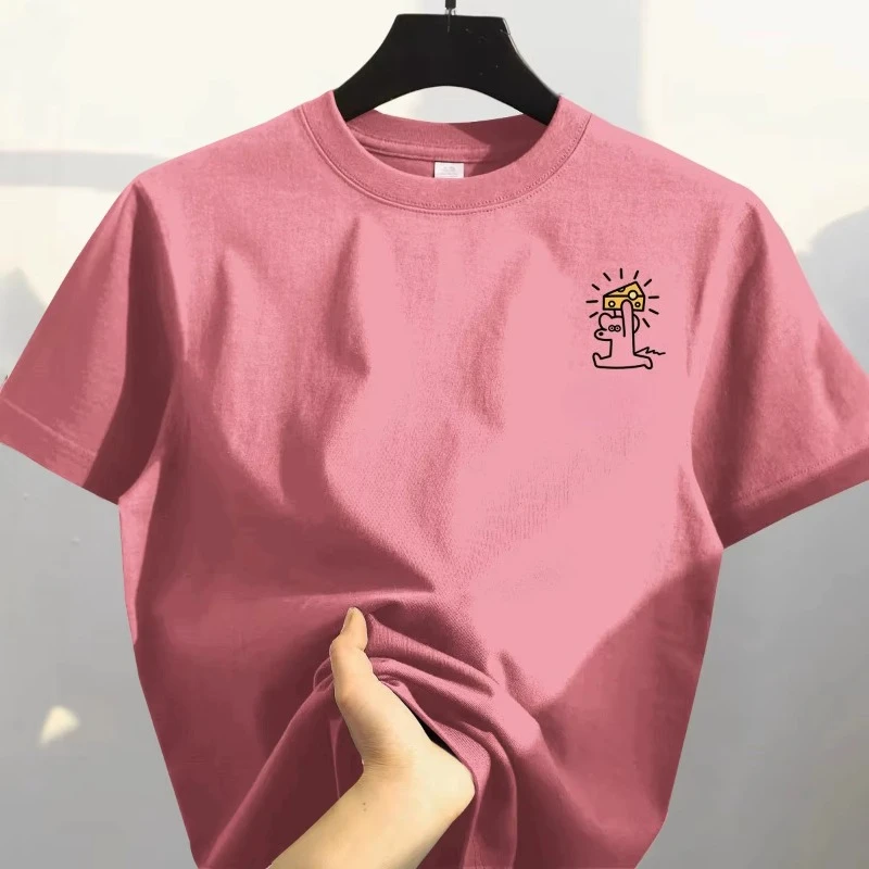 New summer 2026 fashion trend retro printed T-shirt loose and casual short-sleeved cotton sport top for men and women