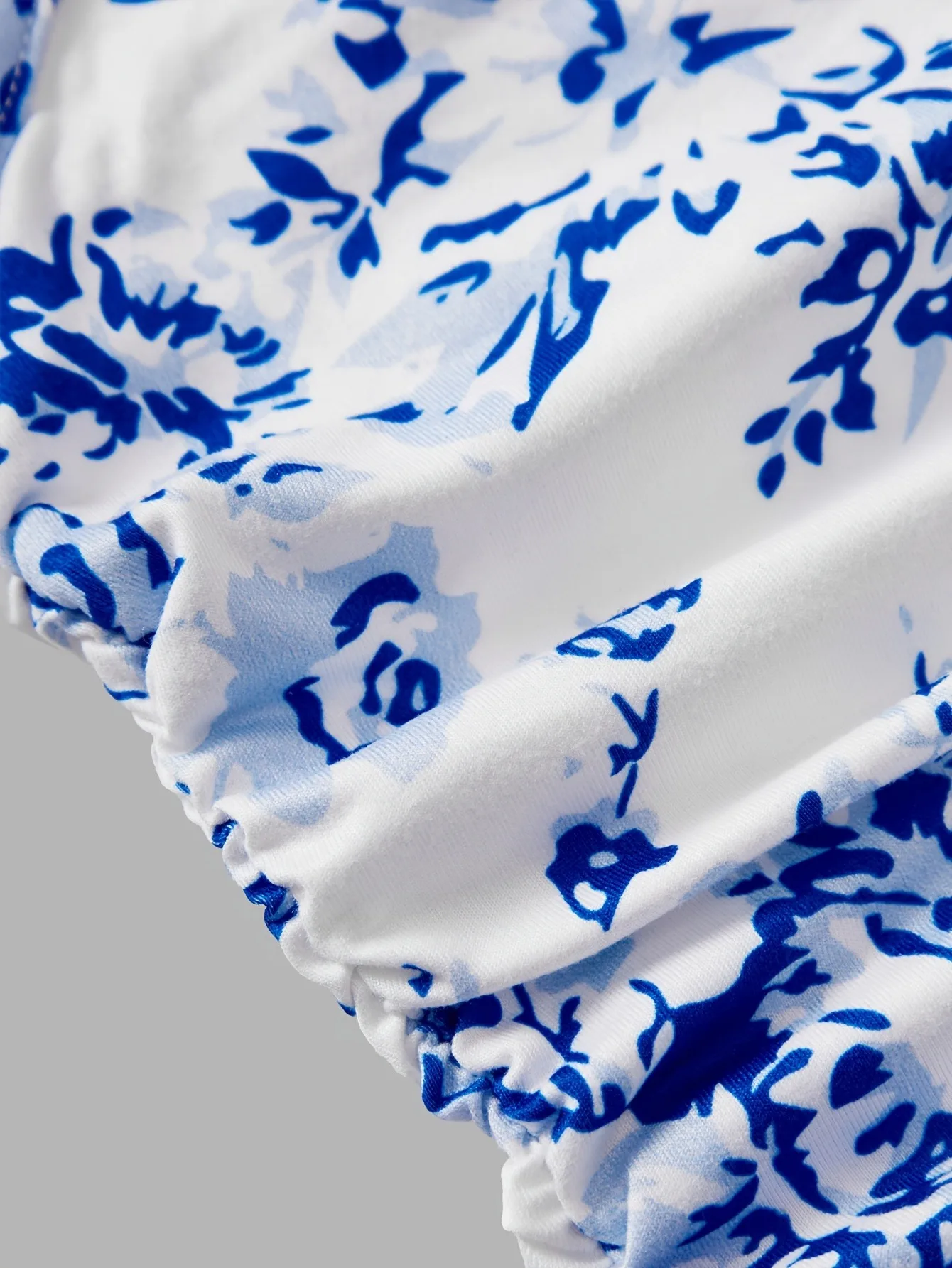 Kids Girls Blue Floral Print Cami Dress Ruched Waist Tiered Ruffle Hem Sundress Summer Beach Vacation Casual Outfit