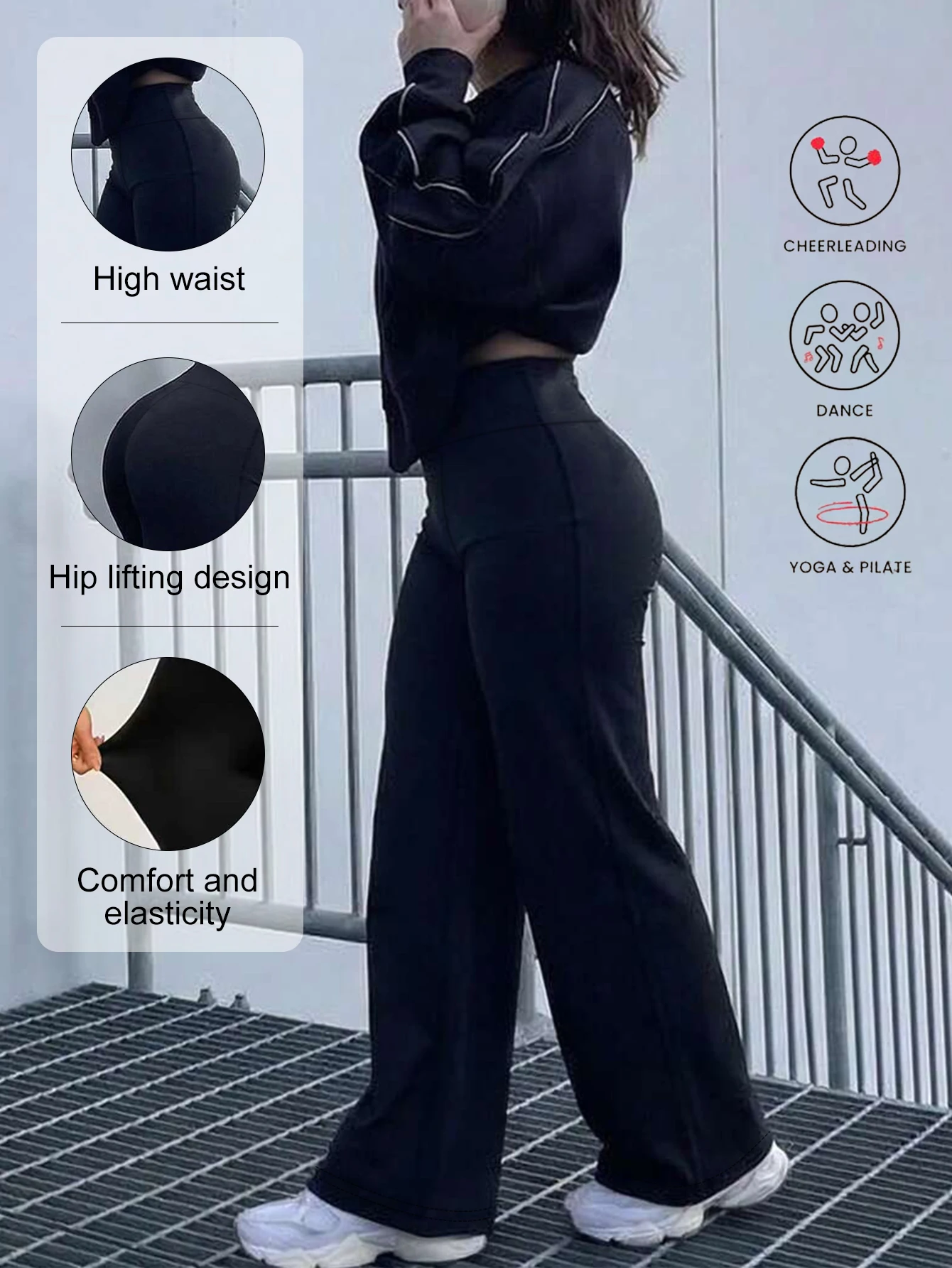 Ladies Casual Straight Leg Wide Leg Trousers Skin Friendly Polyester Pants Suitable Commute Travel Fitness Running Outer Wear