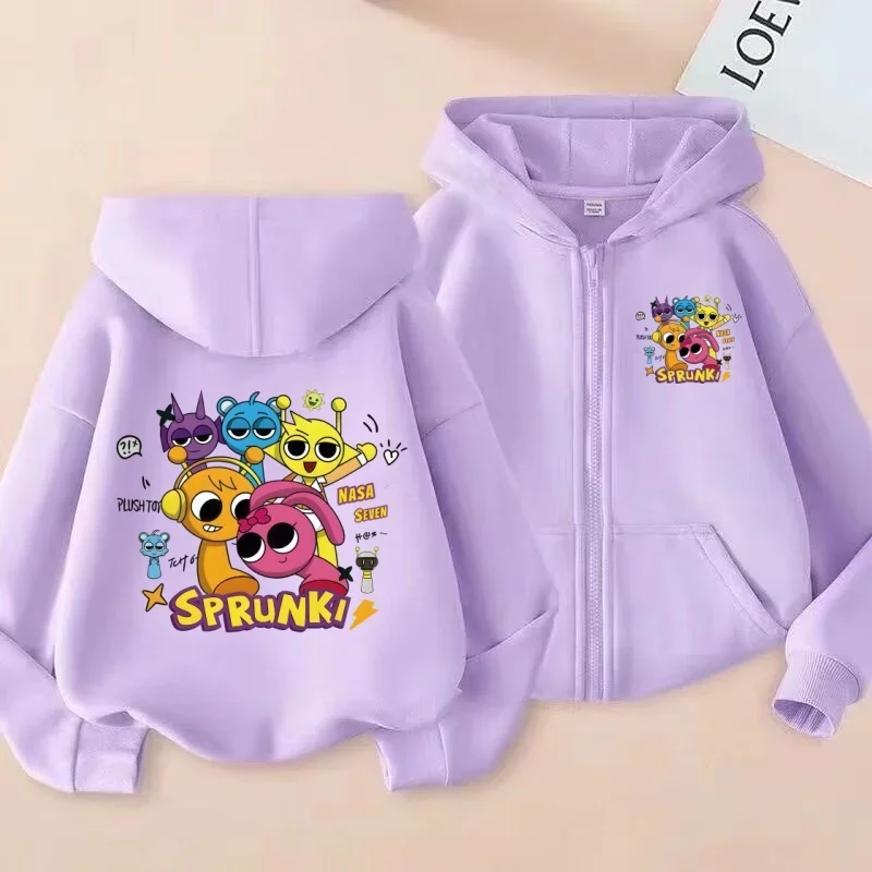 Sprunki Rhythm Box Children's Zipper Hoodie, Unisex Cartoon Jacket for Boys and Girls, Fashion Trendy