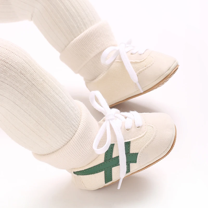 0-18M Baby Sock-Style Sneakers, Striped Decor, Soft Sole First Walker Casual Shoes