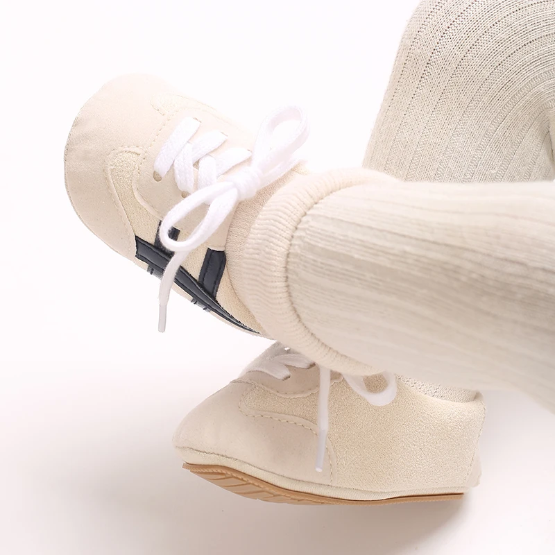0-18M Baby Sock-Style Sneakers, Striped Decor, Soft Sole First Walker Casual Shoes