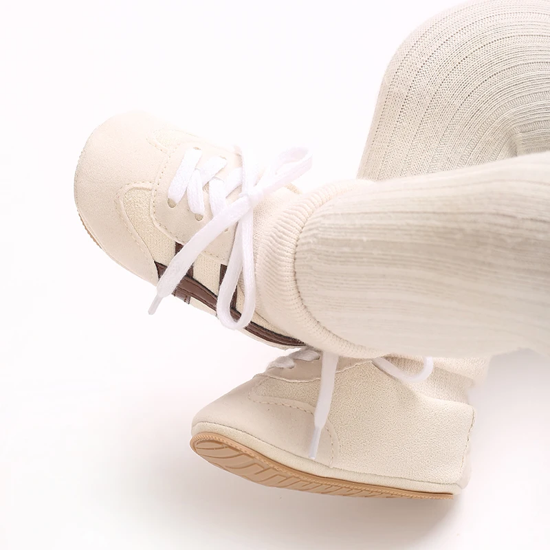 0-18M Baby Sock-Style Sneakers, Striped Decor, Soft Sole First Walker Casual Shoes