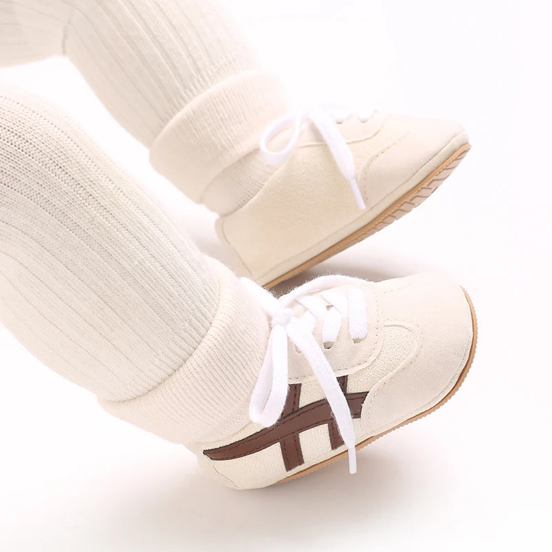 0-18M Baby Sock-Style Sneakers, Striped Decor, Soft Sole First Walker Casual Shoes