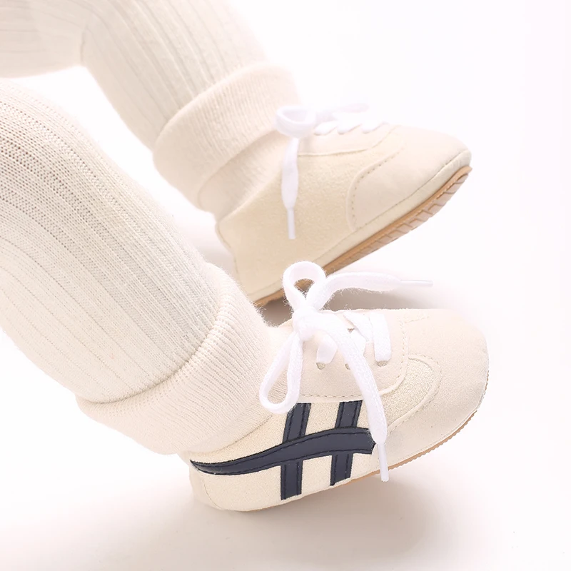 0-18M Baby Sock-Style Sneakers, Striped Decor, Soft Sole First Walker Casual Shoes