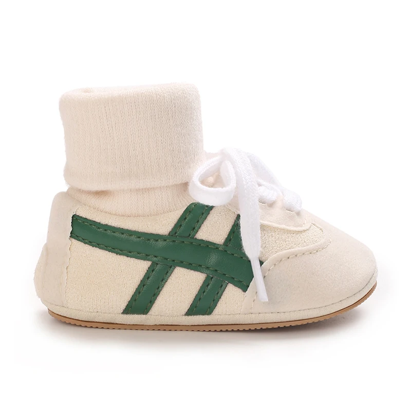 0-18M Baby Sock-Style Sneakers, Striped Decor, Soft Sole First Walker Casual Shoes