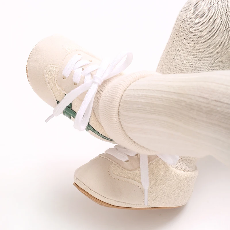 0-18M Baby Sock-Style Sneakers, Striped Decor, Soft Sole First Walker Casual Shoes