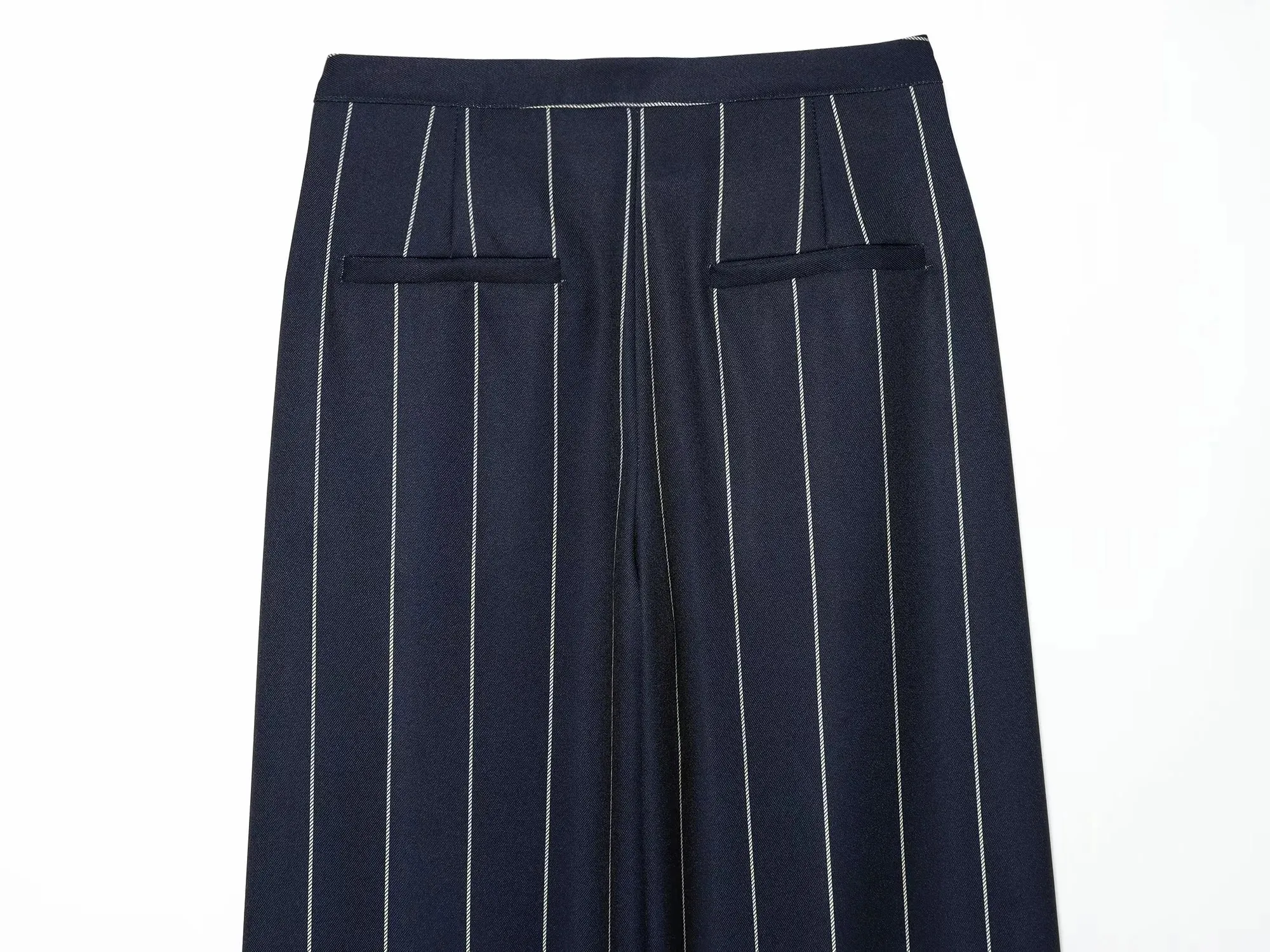 Women Blue Stripe Cropped Blazer Pant Sets Women Stand Neck Short Sleeve Jacket Straight Pants Summer Fashion Lady Suit