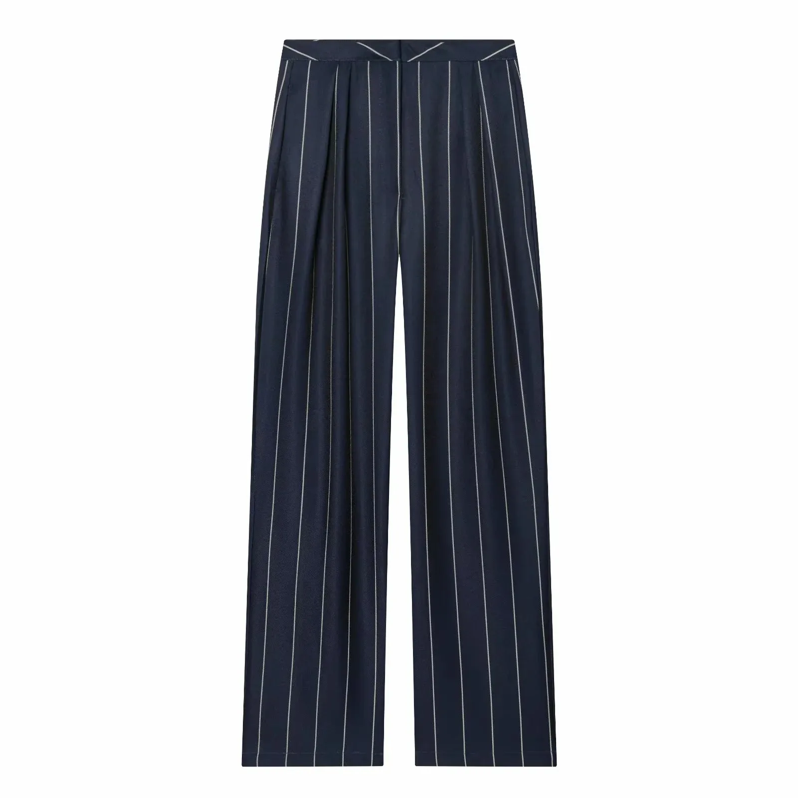 Women Blue Stripe Cropped Blazer Pant Sets Women Stand Neck Short Sleeve Jacket Straight Pants Summer Fashion Lady Suit