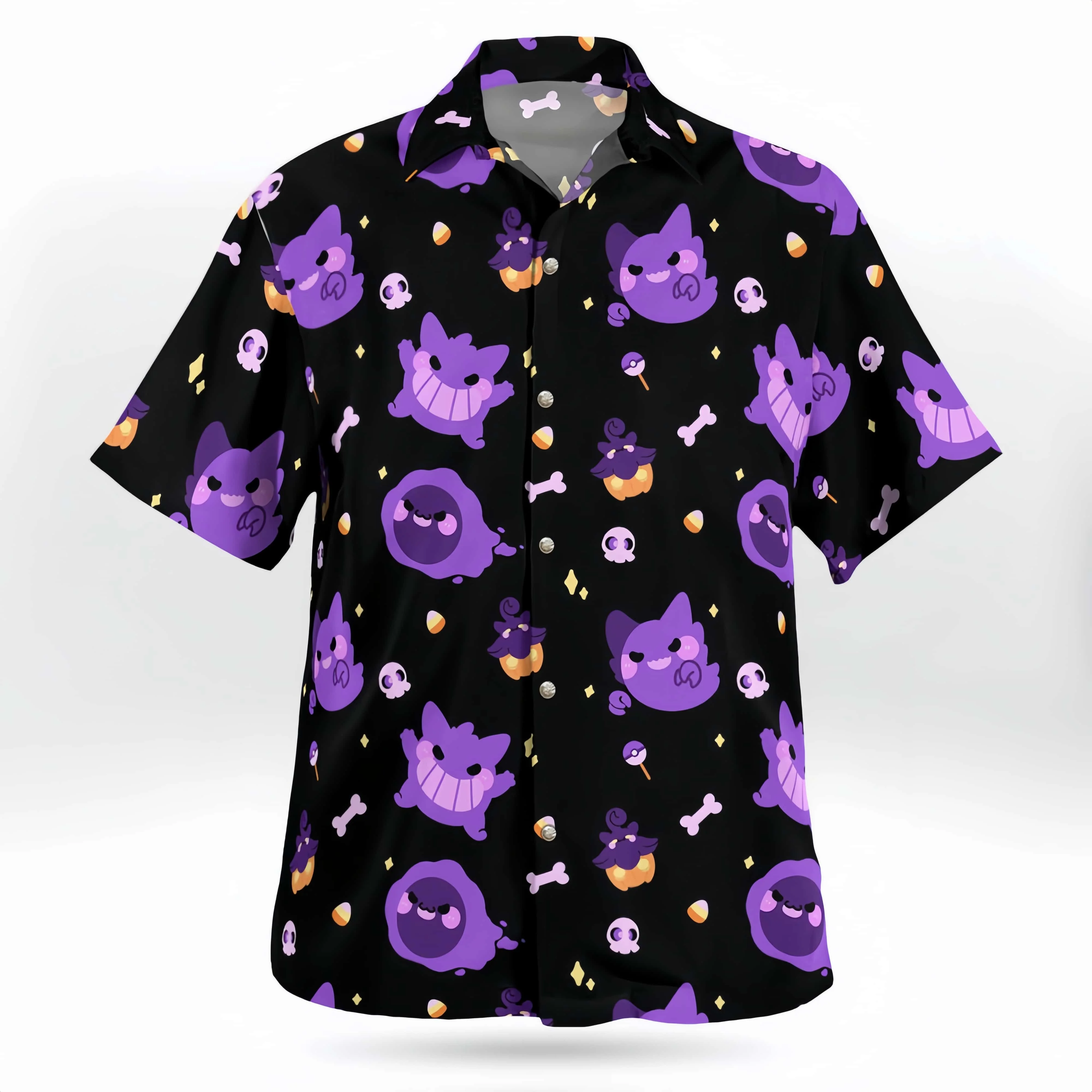 Summer 2026 New Pok É Mon Button Up Hawaiian Men's and Women's Casual Quick Drying Beach T-shirt Short Sleeved Shirt Kids