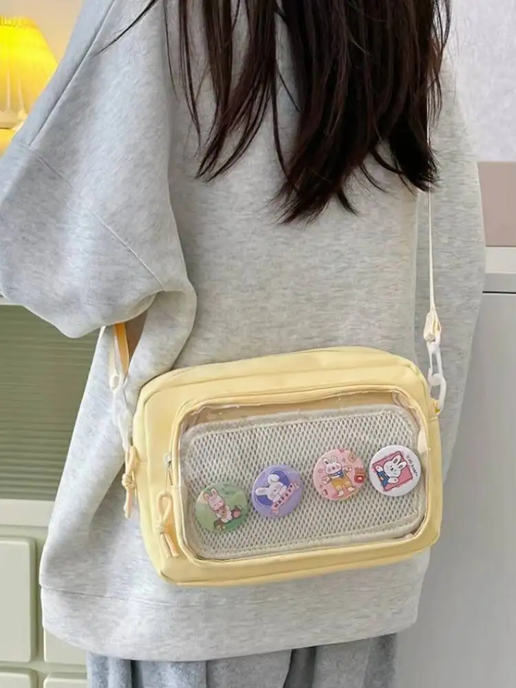 New Cute Mini Ita Shoulder Bag Sweet Girls Transparent Comic Bag Phone Small Crossbody Bag DIY Display Doll Badge Handbag Purses