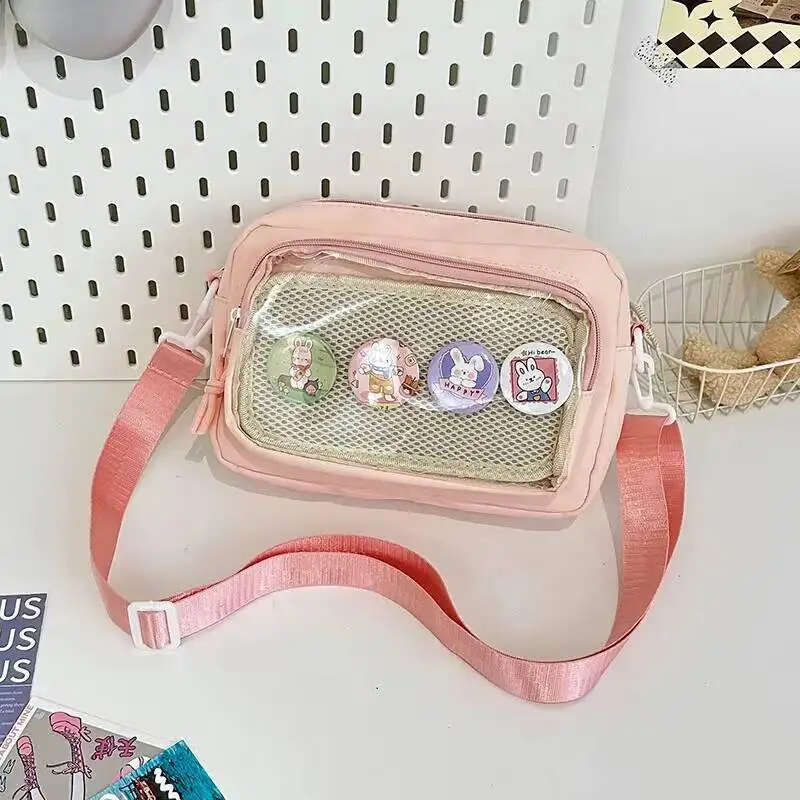 New Cute Mini Ita Shoulder Bag Sweet Girls Transparent Comic Bag Phone Small Crossbody Bag DIY Display Doll Badge Handbag Purses