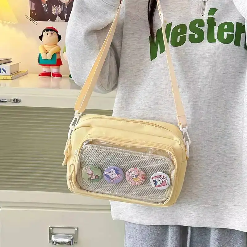 New Cute Mini Ita Shoulder Bag Sweet Girls Transparent Comic Bag Phone Small Crossbody Bag DIY Display Doll Badge Handbag Purses