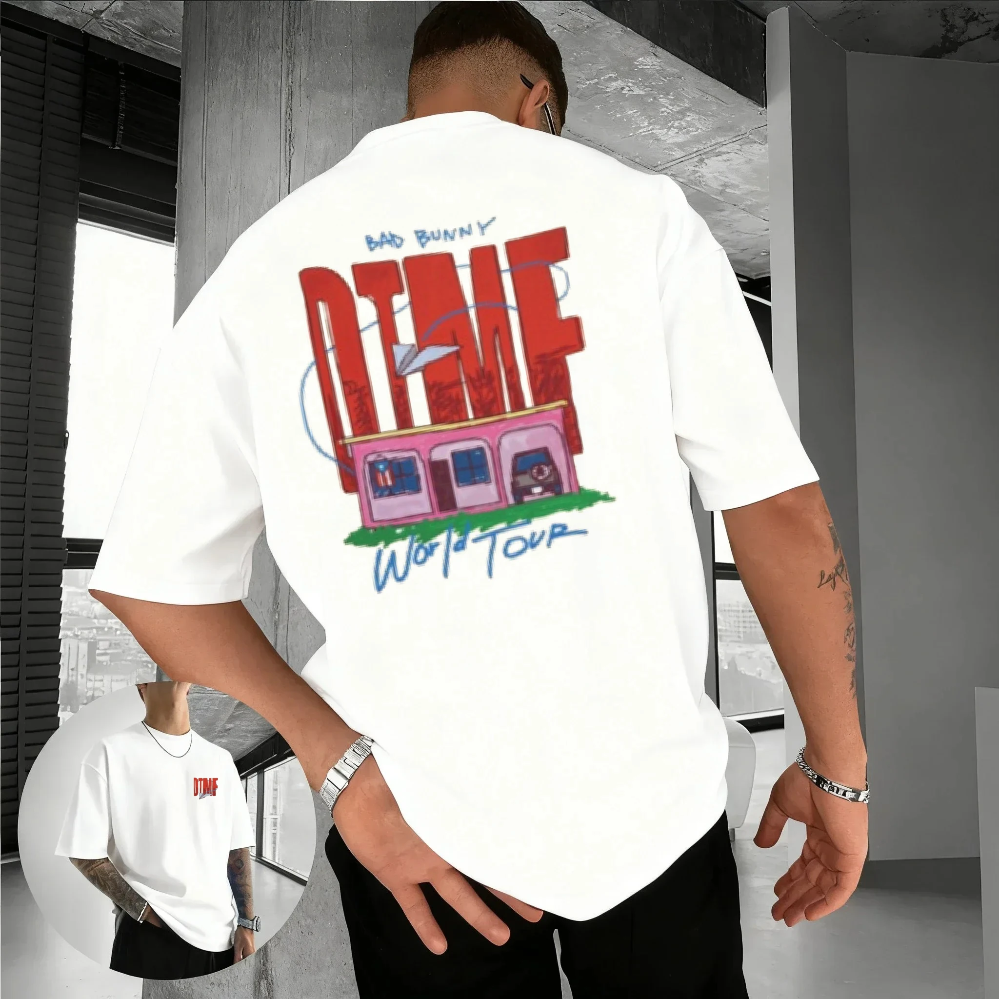 Singer Bad Bunny DTMF World Tour Peripheral Pure T-shirt for Men and Women Summer Fashion Casual Short Sleeved Kids Shirt