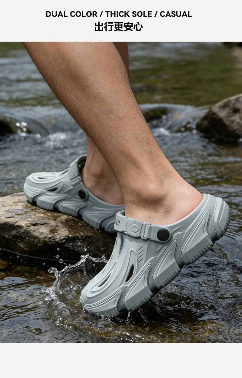 Anti Slip Hole Shoes for Men, 2026 New Style for Summer Outdoor Wear Driving Outdoors Beach Fishing River Wading Sandals for Men