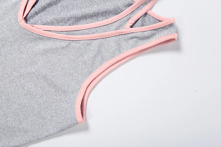 Weird Puss Casual Tracksuit 2 Piece Set Woman Color Blocking Fake 2 Piece Halter Low-Neck Tank Tops+Crop Pants Sporty Style Suit