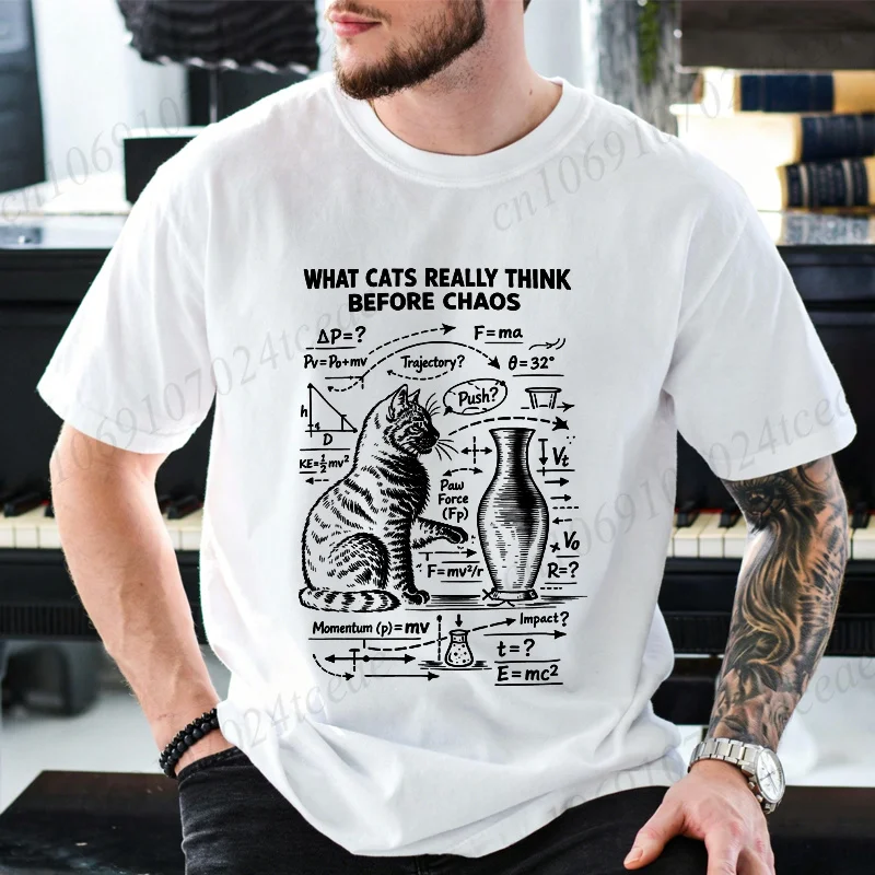 Funny Cat Science Printed Mens Graphic Tee Novelty Sarcastic Funny T-Shirt New Fashion Men Women T-Shirts Casual Short Sleeve