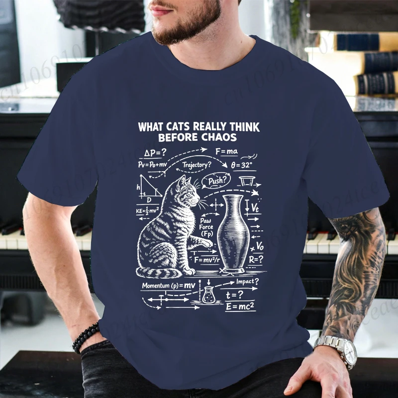 Funny Cat Science Printed Mens Graphic Tee Novelty Sarcastic Funny T-Shirt New Fashion Men Women T-Shirts Casual Short Sleeve