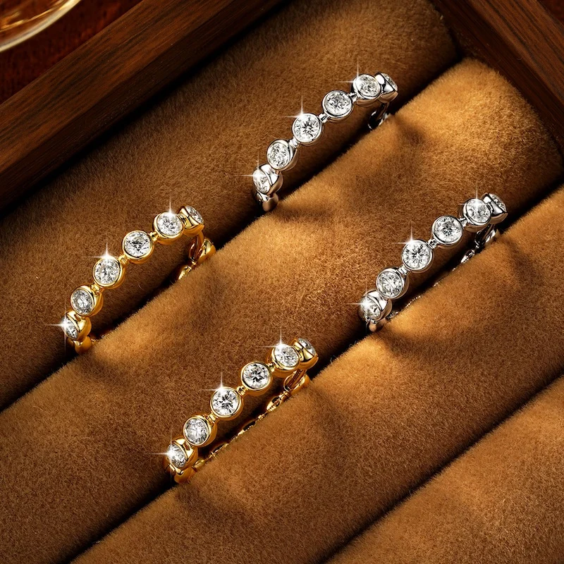 Rrjzz 2.5mm Full Moissanite Sweet Bubble Hoop Earrings for Women GRA D-Color Lab Created Diamond Earrings Wedding Jewelry Gifts