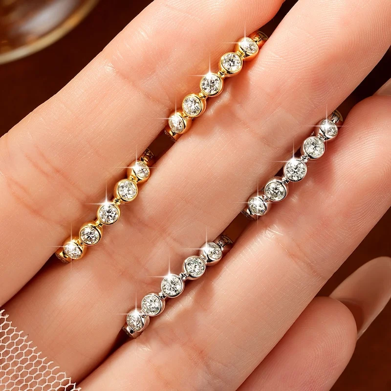 Rrjzz 2.5mm Full Moissanite Sweet Bubble Hoop Earrings for Women GRA D-Color Lab Created Diamond Earrings Wedding Jewelry Gifts