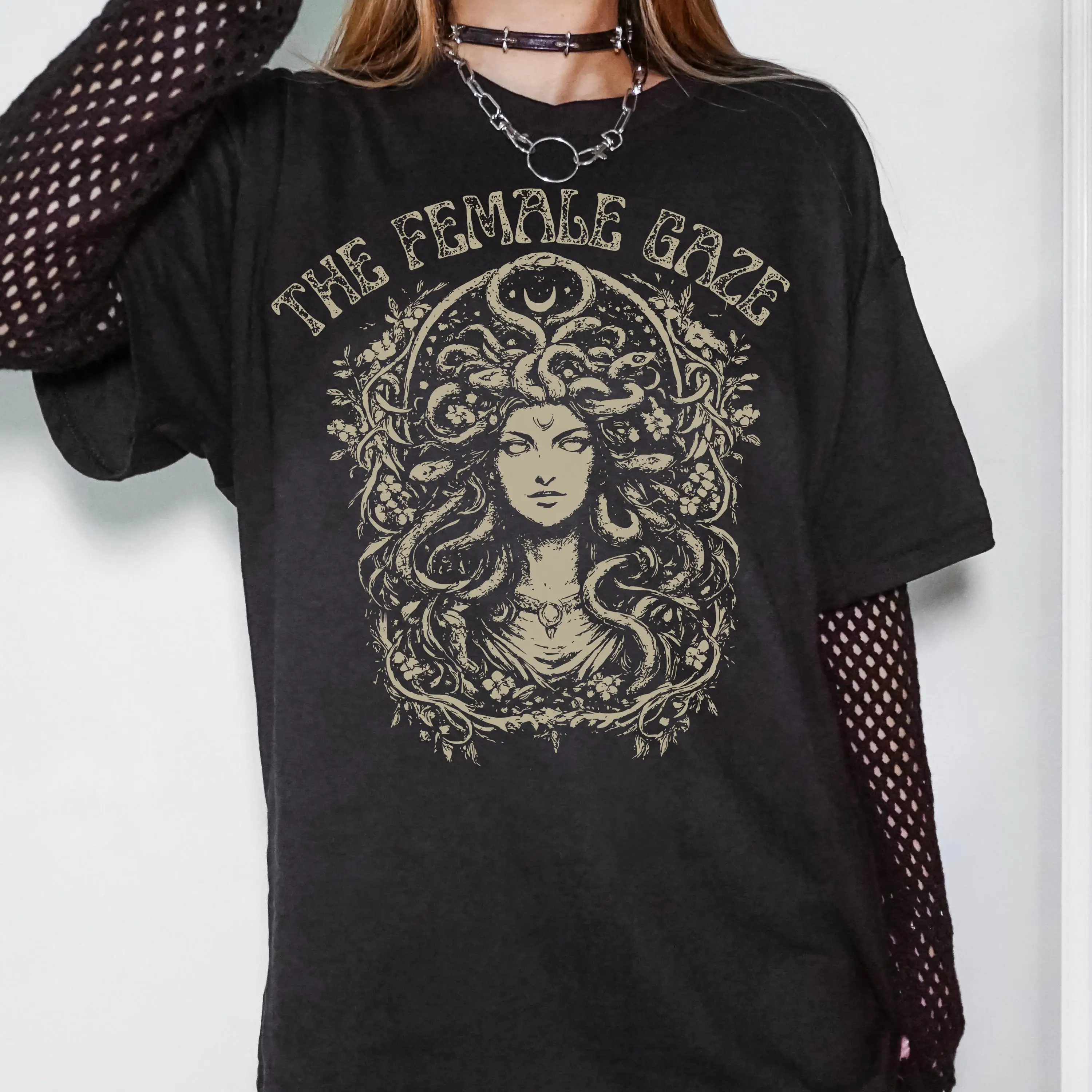 Feminist Medusa Female Gaze T-Shirt Womens Empowerment Tee Greek Mythology Patriarchy Rebellious Gift