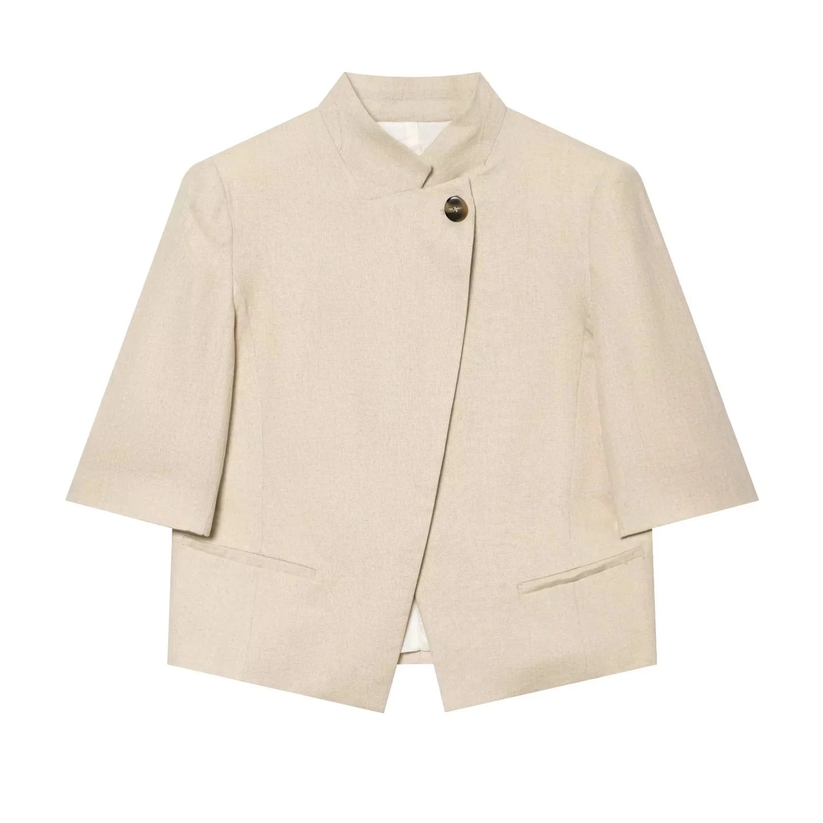KONDALA Office Lady Casual Chic Women Blazer Stand Collar Single Button Loose Blazer Fashion 2026 Spring Summer Holiday Blazer