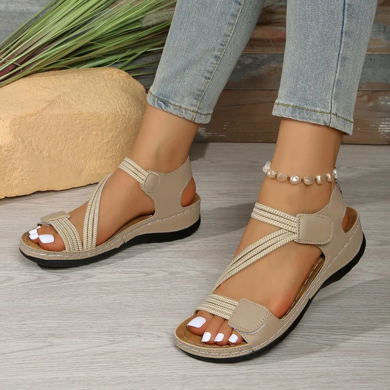 Summer new casual versatile sporty Velcro lightweight comfortable stitched strap sandals
