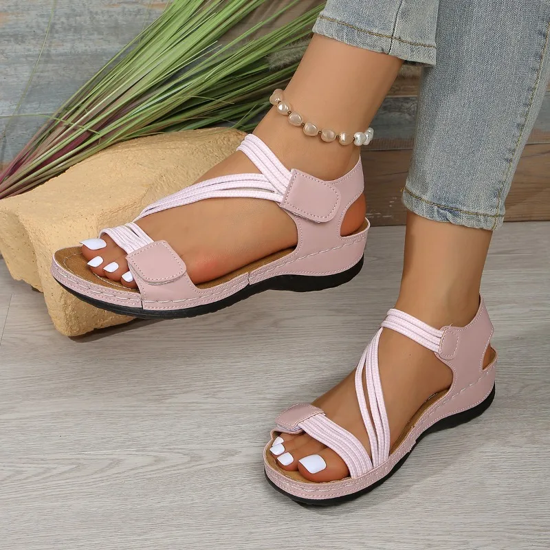 Summer new casual versatile sporty Velcro lightweight comfortable stitched strap sandals