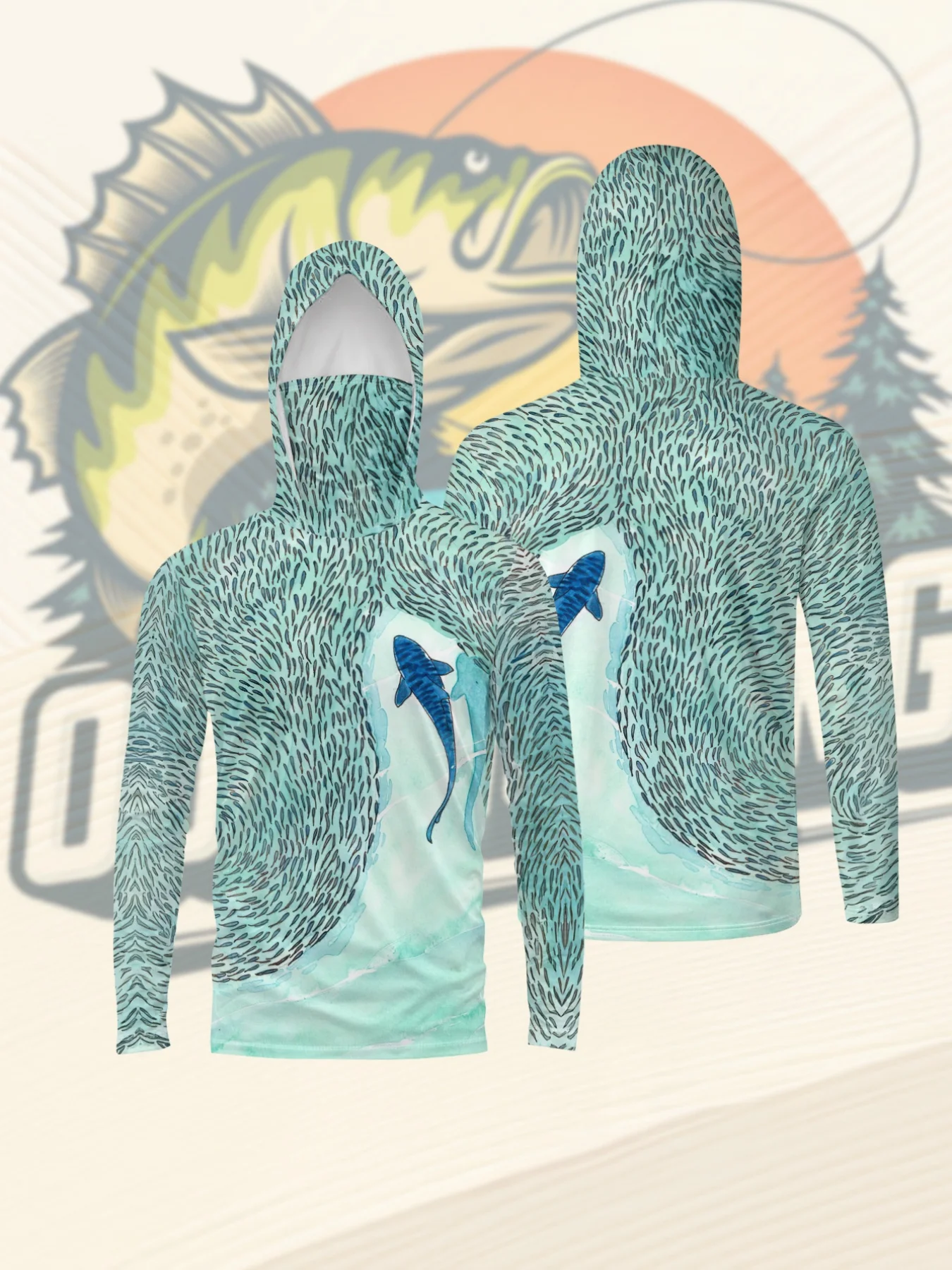 2026 Summer New Style Men's Long-Sleeved Shirt with 3D Small Fish Pattern Print - Sporty Comfortable Soft and Breathable