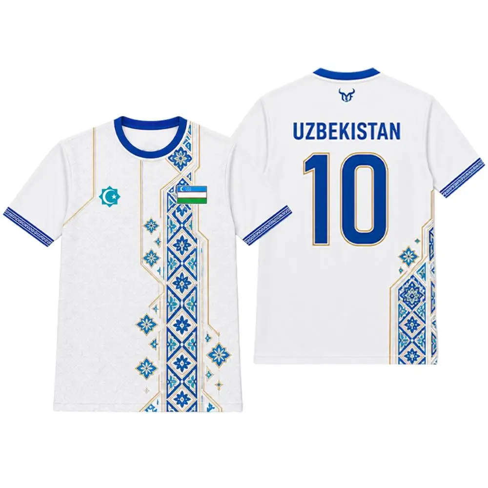 Uzbekistan Flag Print Football Jersey Men's Quick-drying And Breathable Training Uniform T-shirt Traditional Graphic O-neck Top