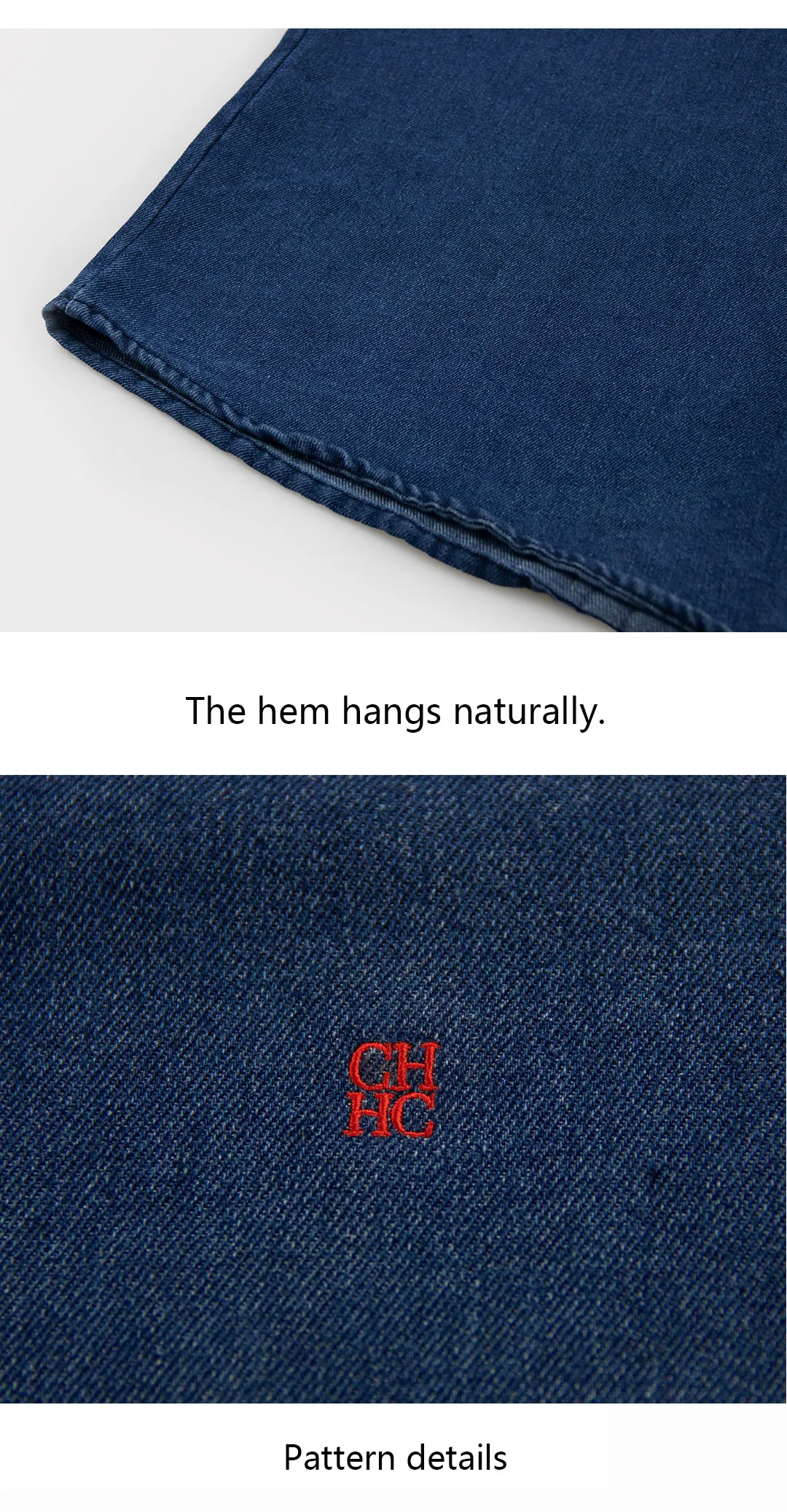 CH Embroidered Denim Long Sleeve Shirt Women Point Collar Regular Fit American Style Comfortable Casual Daily Tops