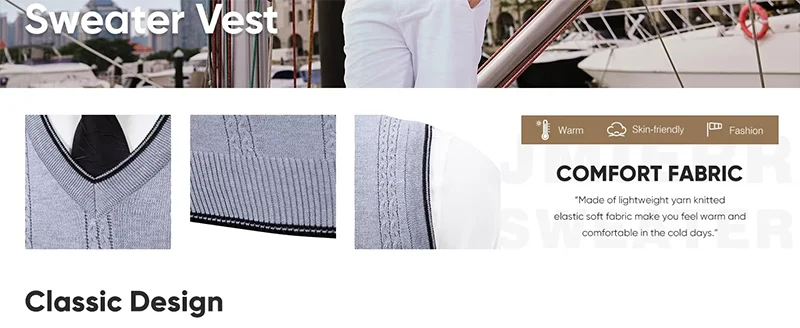 Men's Casual V-Neck Knit Sweater Vest Fashion College Style Men Knitted Sleeveless Vests Jersey