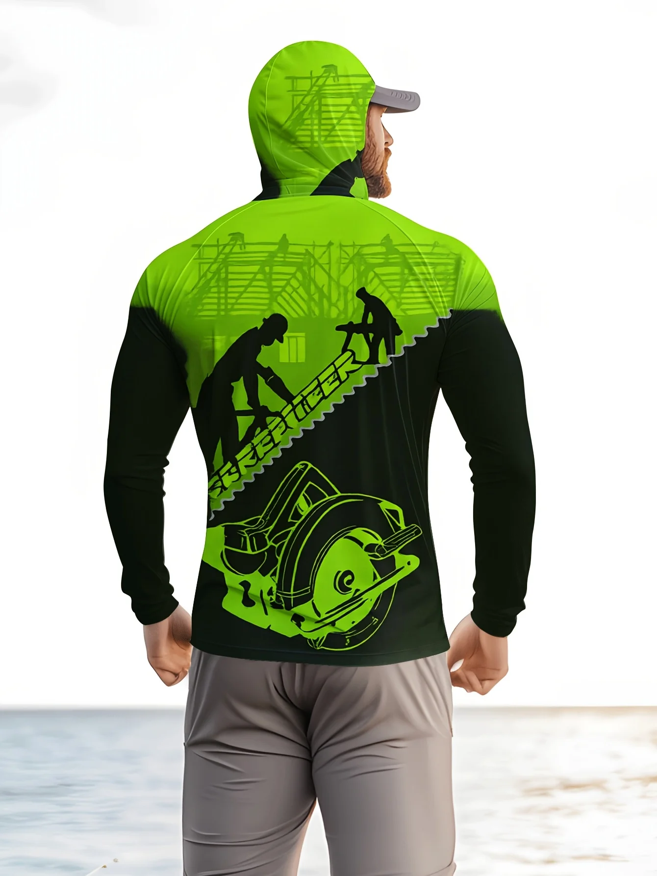 Men Hood Fishing Shirt Long Sleeve Fishing Clothing Fishing T Shirt UV Protection Fishing Shirt Fishing Apparel Quick Dry