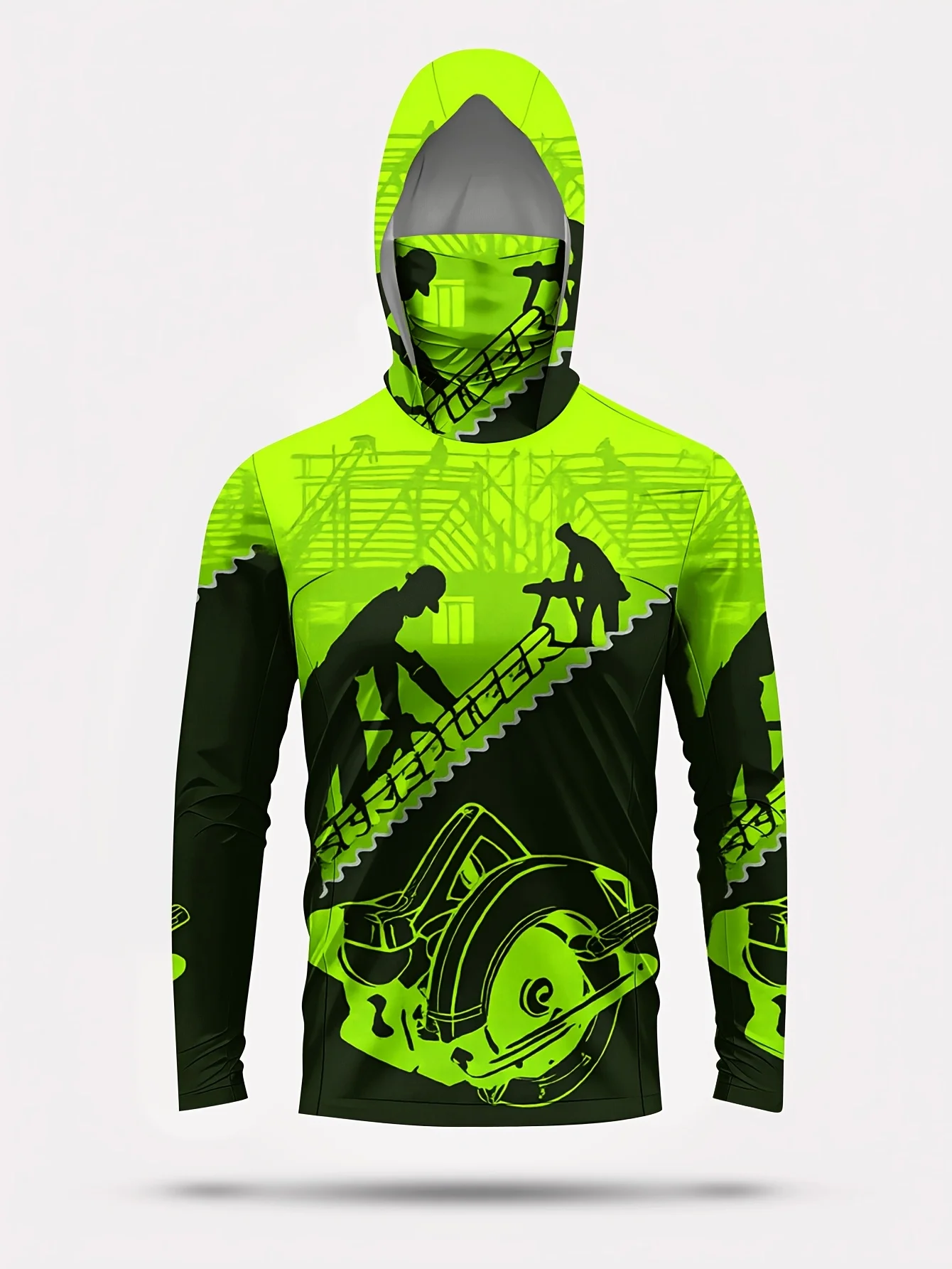 Men Hood Fishing Shirt Long Sleeve Fishing Clothing Fishing T Shirt UV Protection Fishing Shirt Fishing Apparel Quick Dry