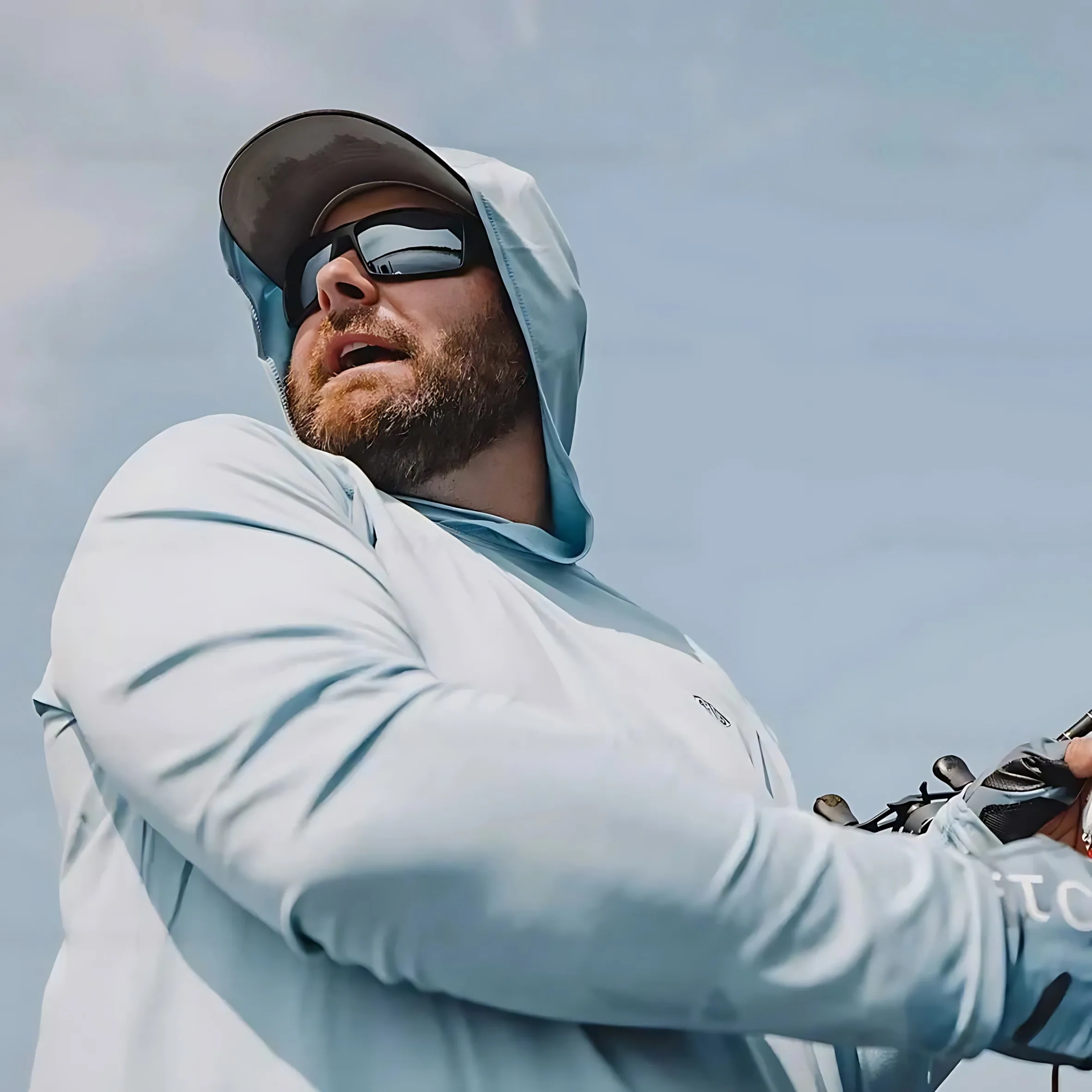 Men Hood Fishing Shirt Long Sleeve Fishing Clothing Fishing T Shirt UV Protection Fishing Shirt Fishing Apparel Quick Dry