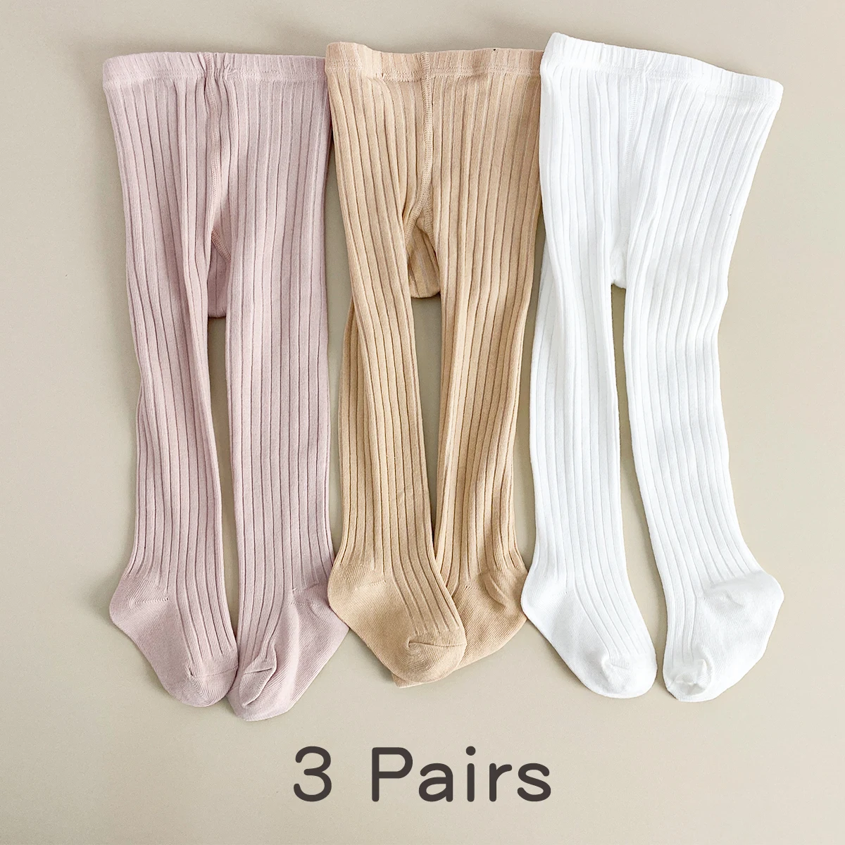 3 Pairs Baby Toddler Leggings Socks Simple and Versatile Spring & Autumn Season's Children's Solid Color Plain Tights for Baby G