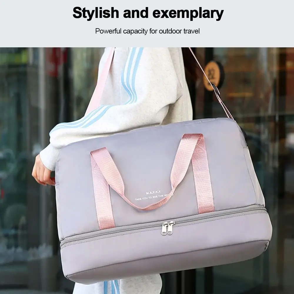 Large Capacity Sports Bag Solid Color Adjustable Shoulder Strap Travel Bag Dry and Wet Multifunctional Gym Bag Gym Fitness