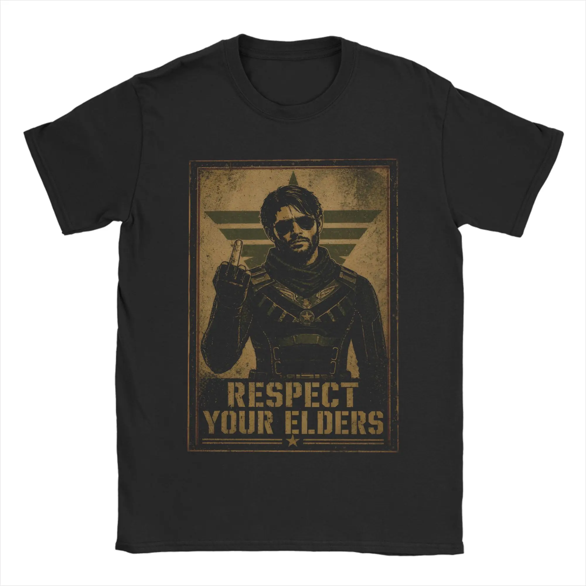 Respect Your Elders Soldier Boy T Shirts Men's 100% Cotton Funny T-Shirts Round Neck The Boys Tee Shirt Short Sleeve Tops
