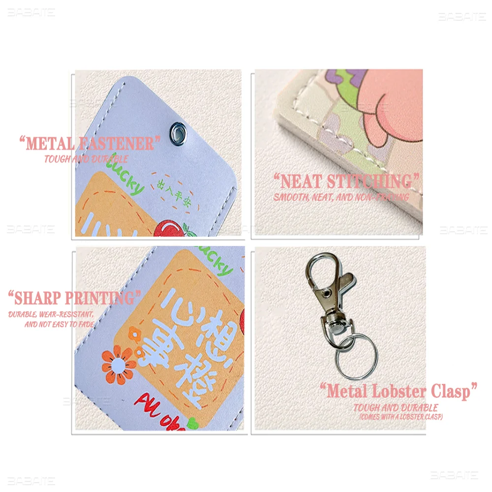Funny Rat Fink 1Pc PU Leather Card Holder Keychain Key Ring Door Lock Access Tags ID Card Case Keychain Card